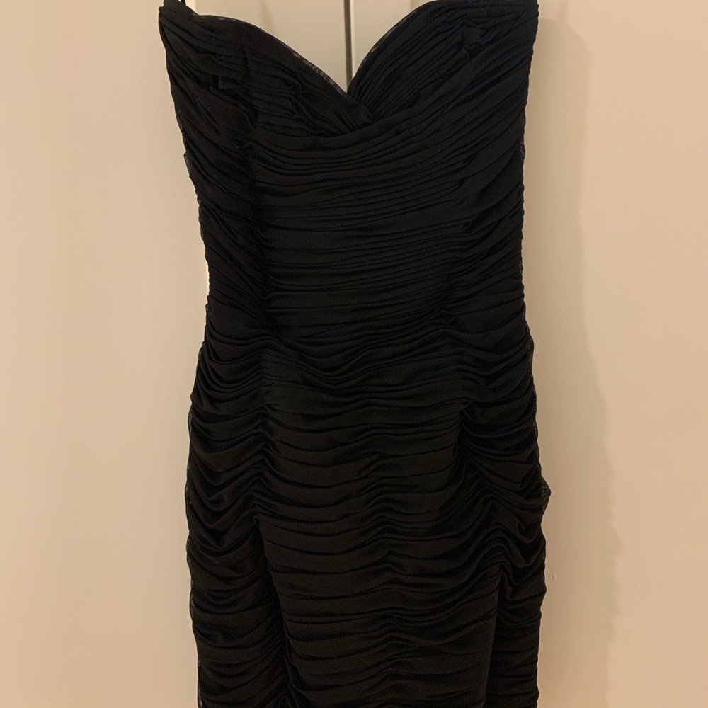 Black strapless mini dress